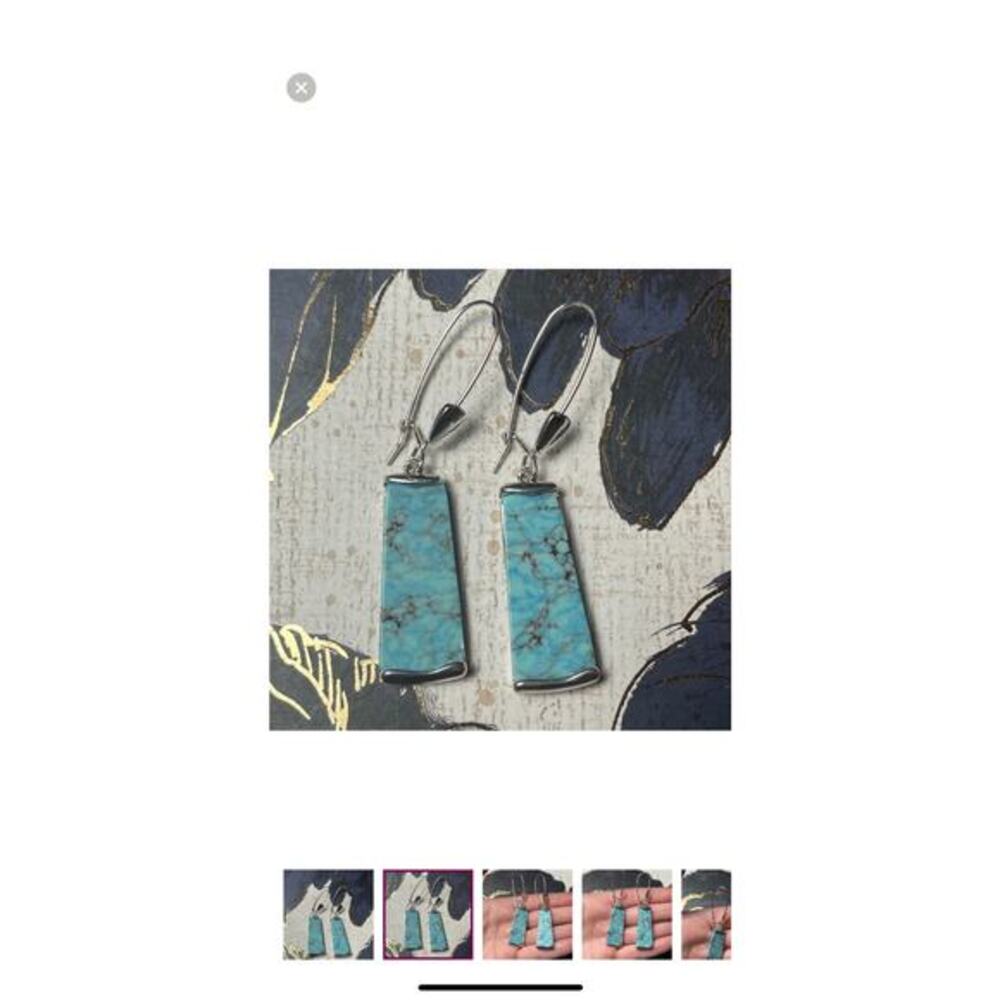Estate Robert Lee Morris SOHO Faux Turquoise and Silver Tone Dangle Earrings